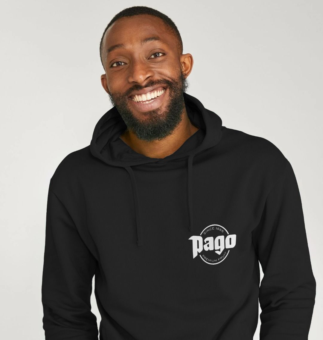 Black and White Mens Heritage Hoodie - Pago Premium Fruit Juice Store